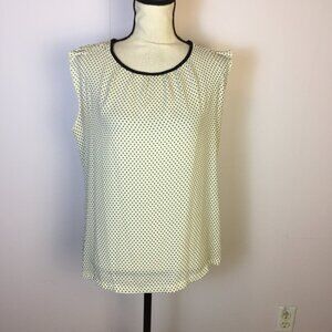 Ann Taylor Loft Blouse Top Size M Womans Ivory Polka Dot Cap Sleeve Semi Sheer